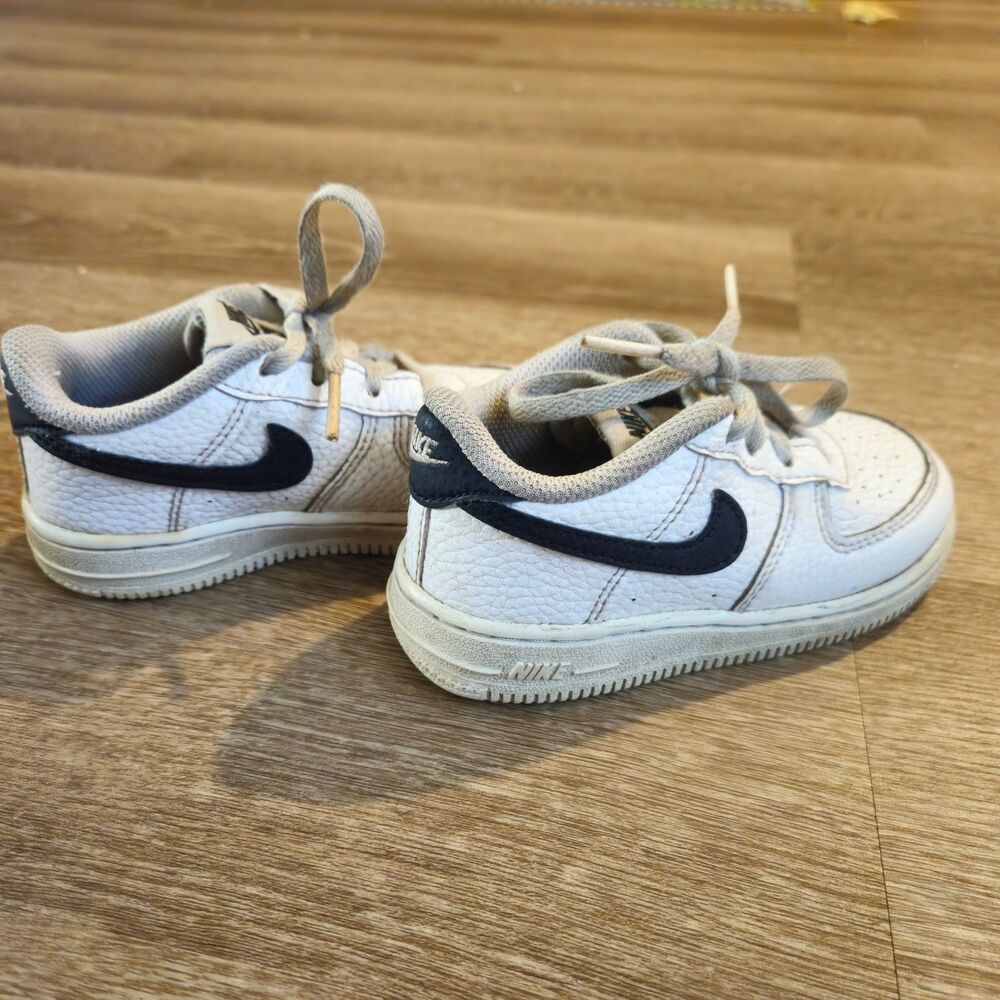 Nike Air Force 1 Low Sneakers White Black Swoosh IW1 Play Shoes Toddler 8C